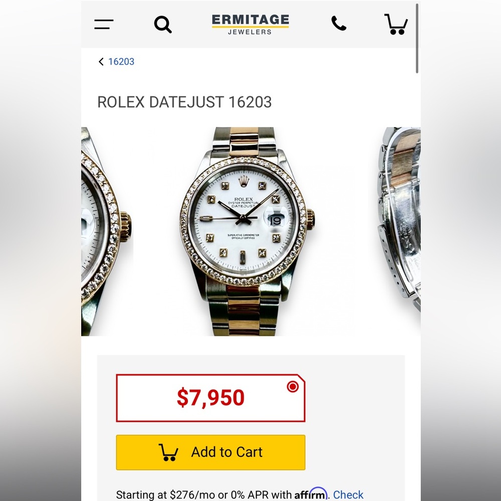 Rolex datejust 18k gold diamond bezel 36mm